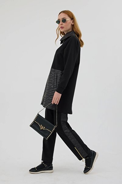 Moodbasic Patent Leather Quilted Detailed Suit Black