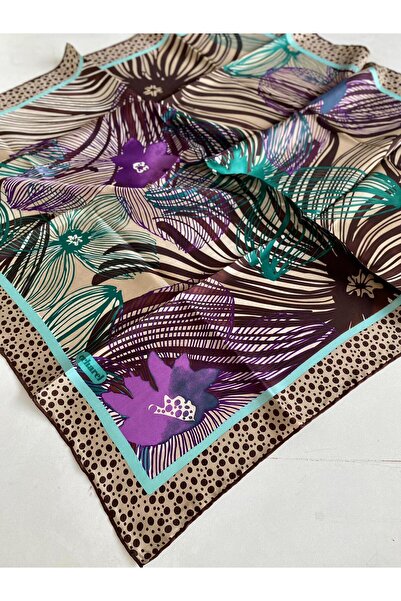 Cacharel Μεταξωτό μαντήλι Tivil 44428 Καφέ Μικτό σχέδιο