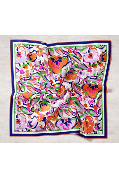 Silk Home Eșarfă din mătase Tivil cu model albastru-marin-portocaliu IST11405-42