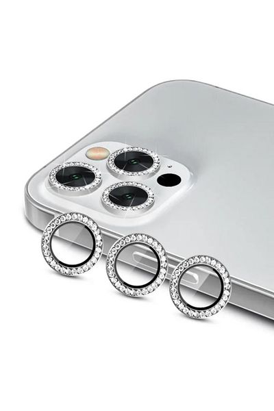 REDz Accessories Crystal Camera Film, Individual, Apple iPhone 13 Pro/13 Pro Max, Glass, Silver