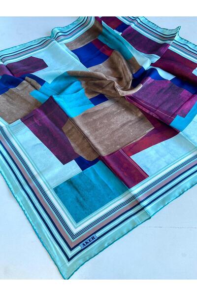 Aker Sura İpek Eşarp 43797 Su Yeşil Karışık Desen