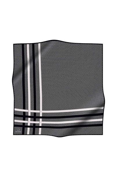 Vissona Γυναικείο Μεταξωτό Κασκόλ Twill Μαύρο - Κρεμ