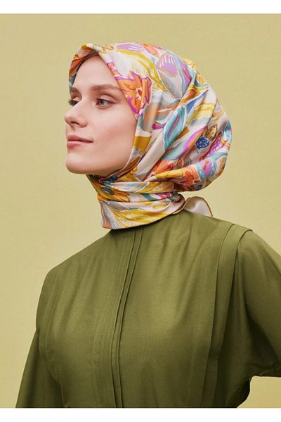Armine Μεταξωτό κασκόλ Sura 9332-07 Μικτό σχέδιο βιζόν