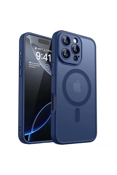 REDz Accessories Camera Protection Case for iPhone 16 Pro, Colored Edges, Dark Blue