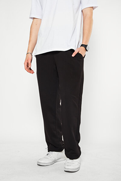 Sokak Butik Ανδρικό μαύρο φούτερ Premium Basic Wide Leg