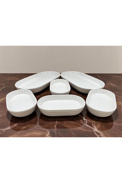 ALCE 6 Piece Ceramic Breakfast Presentation Serving Plate Havana Series