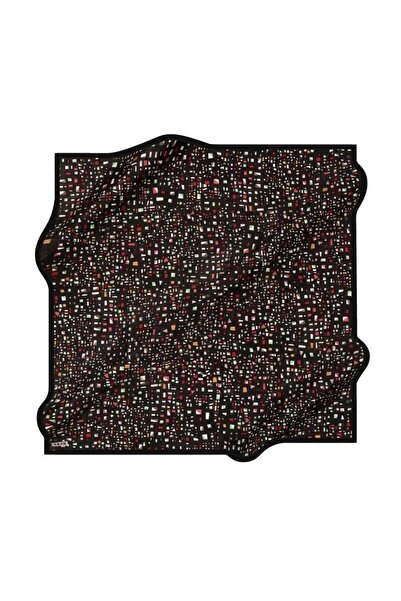 Aker Sura İpek Eşarp 7977701-313 47335 Siyah Geometrik Desen