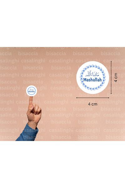 CASALINGHI Arabic Mashallah Tag Round Matte Sticker Baby Shower Celebration Mevlit 4 cm (90 Pieces)