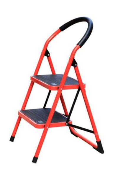 Generic Red 83cm 2-Step Metal Ladder for Home