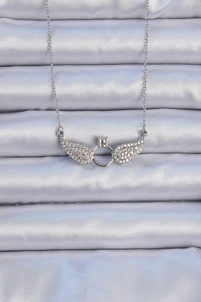 Skygo 316L Steel Chain Silver Color Winged Solitaire Necklace - Tj-Bko9078