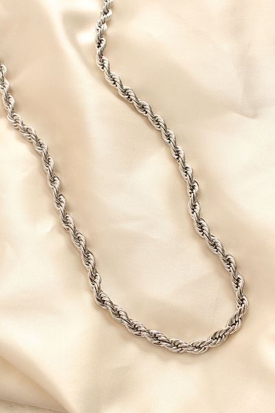 Skygo 316L Steel Non-Tarnish Silver Color Thick Twist 60 cm Women's Necklace - TJ-BKO6241