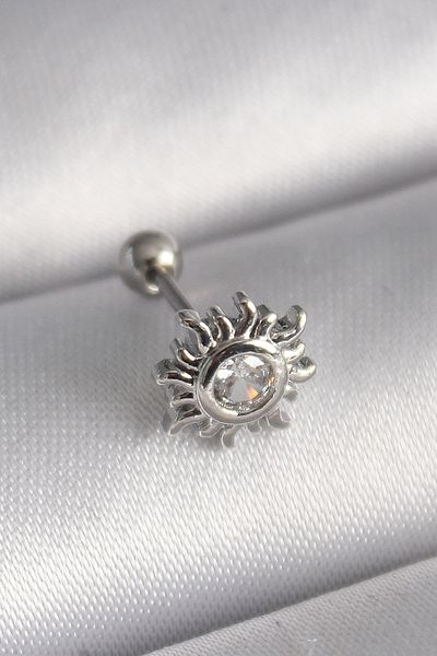 Skygo 316L Steel Silver Color Zircon Stone Sun Tragus Piercing - Tj-Pr1279