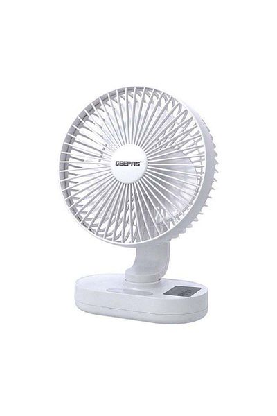 Geepas 8-inch Rechargeable Fan with Night Light | 3 Speed Settings | Rechargeable Lithium Battery with 9hrs