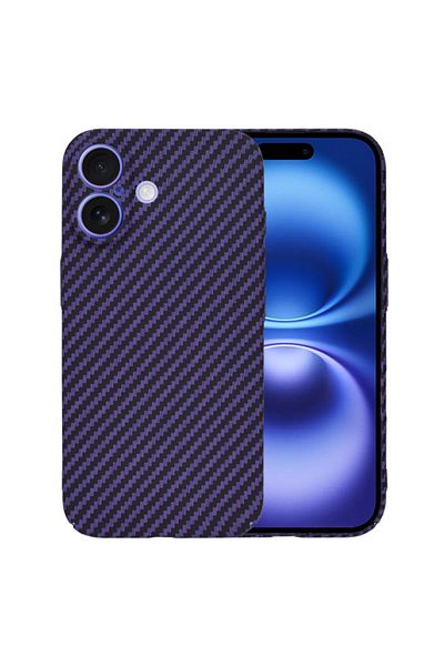 SKYDDAR INNOVATION Case for iPhone 16, carbon texture, Carbonite FiberShell, Purple, sticker set