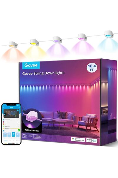 Govee RGBIC String Downlights, Smart LED String Lights Works with Alexa, Color Changing Indoor Wall