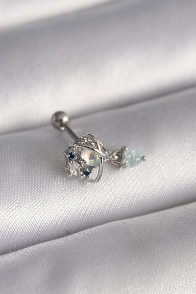 Skygo 316L Steel Silver Color Zircon Stone Dangle Heart Detail Tragus Piercing - Tj-Pr1361