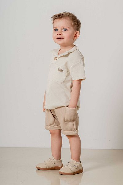 bombe Baby Kids Cream- Beige Cotton 2 Piece Set First Ben Trend Fashion Bottom Top Set