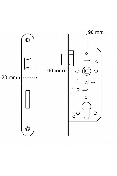 ALMITAL Dokku Mortise Lock Wc Oval Satin 40mm X 23mm Mirror