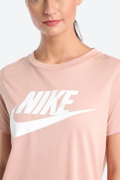 Nike Futura White Tee Flowy Ελαφρύ γυαλιστερό Modal Πλεκτό Unisex Ροζ μπλουζάκι ανθεκτικό στο ξεθώριασμα