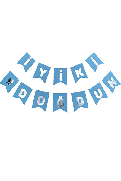 Parti dolabı Mavi Gümüş Doğum Günü Süsü Iyi Ki Doğdun Yazı Banner