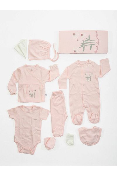 Bimini Organic Flowers Cross Stitched 10-Piece Hospital Exit Set