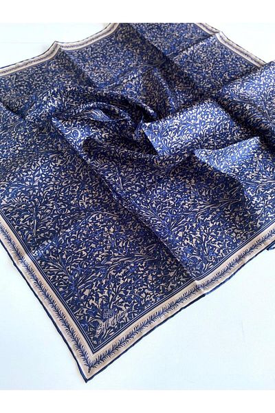 Silk Home Tivil Silk Scarf 11459-03 Navy Blue Mixed Pattern