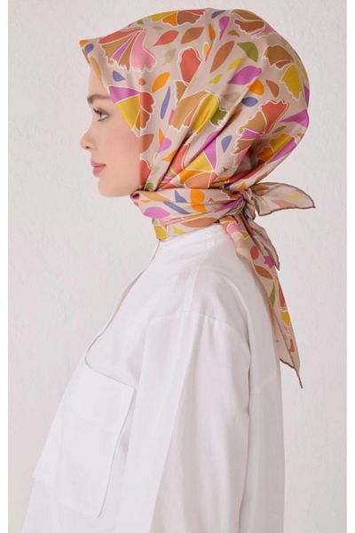 Belli Μεταξωτό κασκόλ Tivil 4049-36 Mink Mixed Pattern