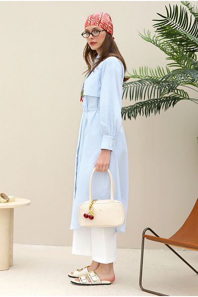 HEQA Windbreaker Long Shirt Ice Blue