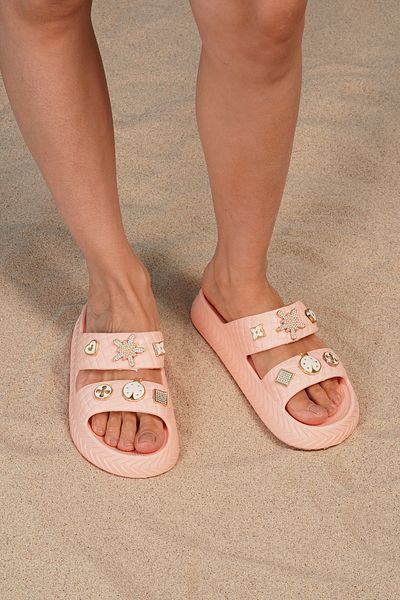 Beyond Papuci Eva de damă cu piatră de somon cu accesorii 3cm BYNDEVÇBT01