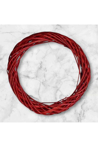 OZN AKSESUAR Bamboo Door Wreath, Door Ornament, Door Ornament Making, DIY Door Ornament Red 30cm
