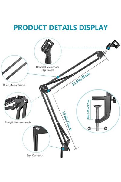 Primo Plus Adjustable Microphone Suspension Boom Scissor Arm Stand For Radio Broadcasting