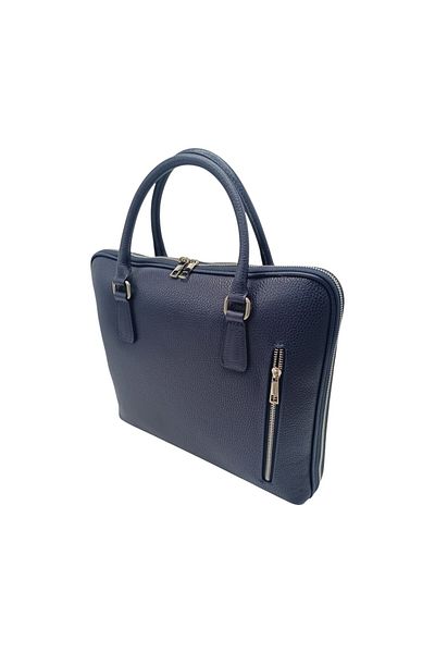 EVoStyle EVoStyle M909 Women's Laptop Bag, Genuine Italian Leather, Navy Blue, 34 x 29 x 7 cm