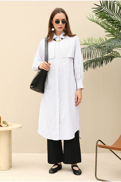 HEQA Windbreaker Long Shirt White
