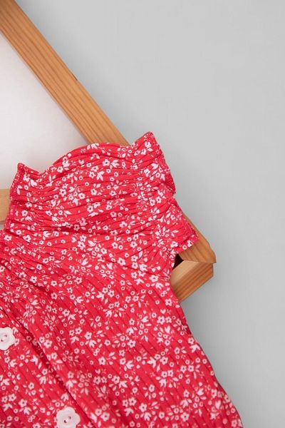 Ege Bebek Baby Girl Summer Interlock Corded Fabric Floral Printed Muslin Top and Bottom Baby Set with Shorts