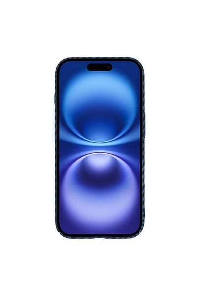 SKYDDAR INNOVATION Carcasă pentru iPhone 16, textură de carbon, carcasă din fibră de carbonită, cyan, set de autocolante