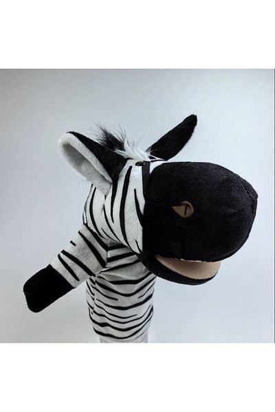 Malvys Malvys® Plush Hand Puppet, Zebra Animanusa, Black/White, 25 cm