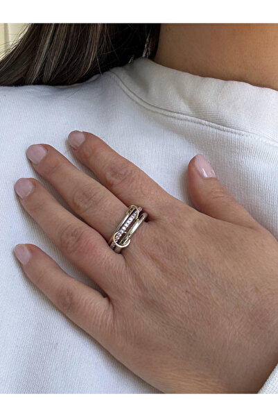 bijux by mrv Özel Seri Pembe Taşlı 3lü Yüzük Gümüş Renk