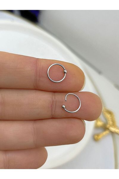 Arescollection Surgical Steel 2Pcs Thin Ring Piercing