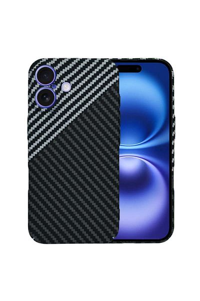 SKYDDAR INNOVATION Case for iPhone 16, carbon texture, Carbonite FiberShell, Gray, sticker set