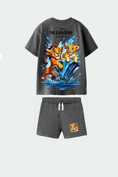 Monila Boys Cotton Crew Neck Lion Printed Tshirt and Shorts Bottom Top Set