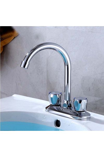 K Korman K Korman Kitchen Faucet with Rotating Spout, Metal Composite, Chrome, SR001