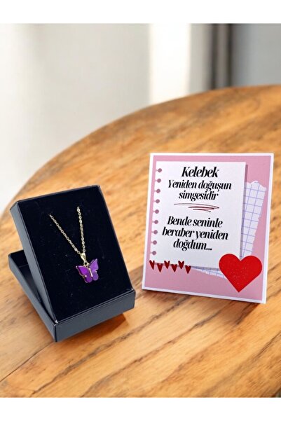 MEGA KANYON Çelik Zincirli Kararma Yapmayan Kaplamalı Kelebek Kolye | Özel Ku...