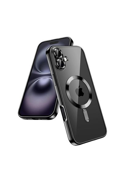 REDz Accessories Carcasă pentru iPhone 16, Luxe Armor, Magsafe, protecție cameră, silicon, transparentă, neagră