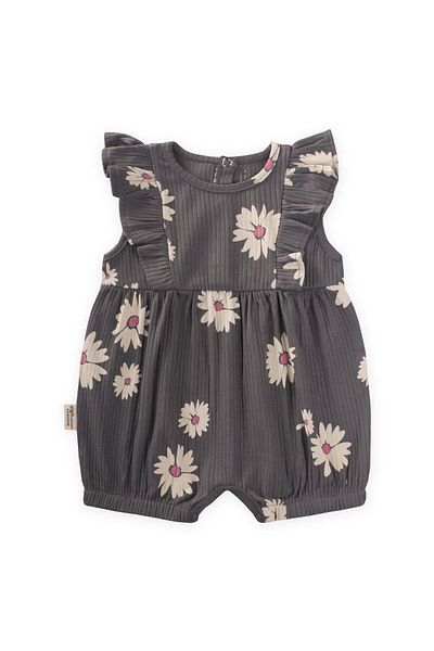 Cigit Patterned Corded Jumpsuit 0-3 Years Gray