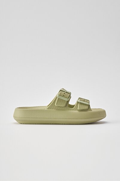 OZYO Leon Oily Green Double Buckle Men's Beach Slippers