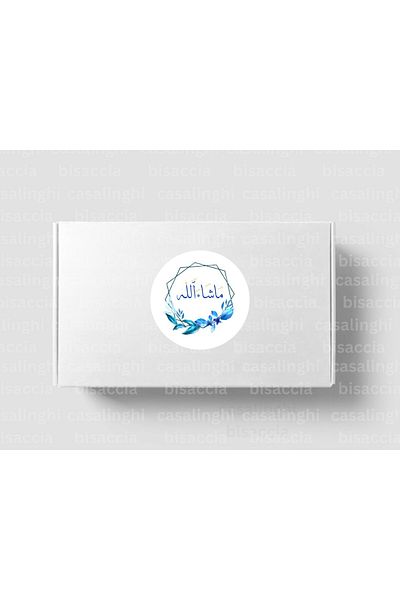 CASALINGHI Arabic Mashallah Tag Round Matte Sticker Mashallah Evil Eye Button Baby Mawlid 3 cm (95 Pieces)