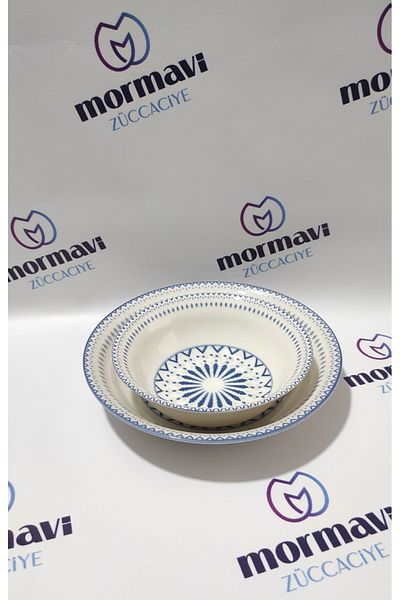 Güral Porcelain Digital 12-Piece Plate Set for 6 People (Bowl & Plate)