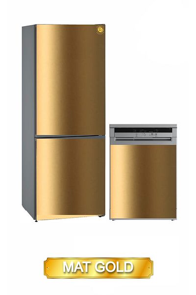 Rabadon Self Adhesive Refrigerator and Dishwasher Covering Foil Set 122 X 200 + 70 X 100 Matte Gold