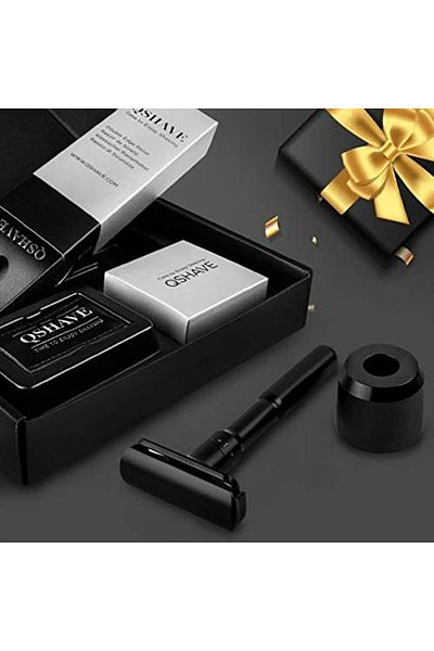 QSHAVE Adjustable Double Edge Safety Shaving Razor Deluxe Set (Razor with Stand)