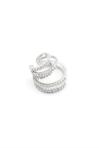 MR RZN STORE Stoned Cartilage Earrings - Silver